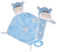 Blue Hippopotamus - Rattle + Comforter - Baby Sleeping Toy