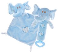 Kék elefánt - csörgő + alvókendő - Szundikendő