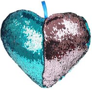 Vankúšik v tvare srdca s flitrami modrý - Vankúš