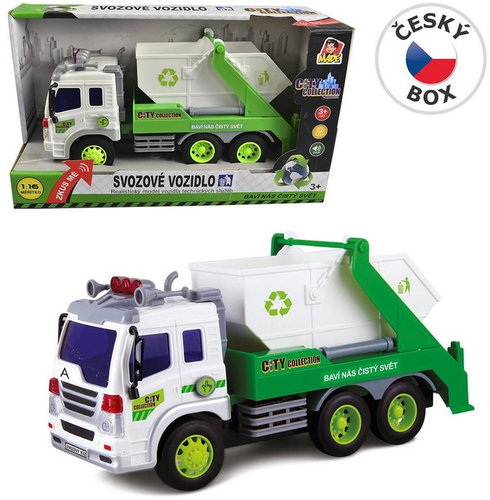 MaDe Garbage truck with flywheel container, 26 cm - Toy Car - Main image