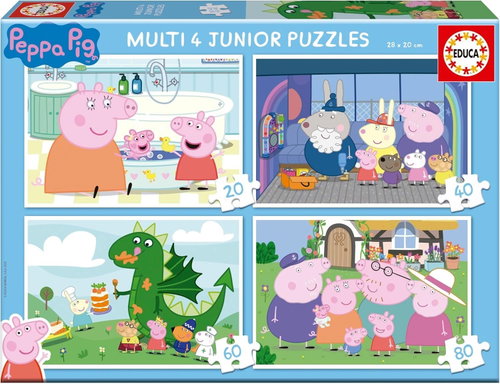 EDUCA Peppa Pig Puzzle 4in1 (20,40,60,80 pieces) - Jigsaw Puzzle - Main image