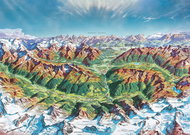 HEYE Puzzle Map Art: Mountain World in the Alps 2000 pieces - Jigsaw Puzzle