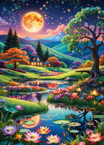 ALIPSON Full Moon Night Puzzle 500 pieces - Jigsaw Puzzle - Main image