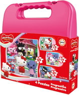 EDUCA Puzzle v kufříku Hello Kitty 4 v 1, 12, 16, 20, 25 dílků - Jigsaw Puzzle