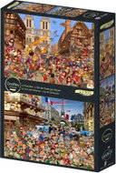 Grafika Umění Françoise Ruyera: Dvůr zázraků, Třicet slavných let 2 × 500 dílků - Jigsaw Puzzle