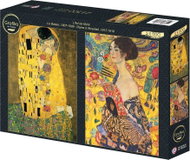 Grafika Umění G. Klimta: Polibek, 1907-1908 Dáma s vějířem 1917-1918, 2 × 500 dílků - Jigsaw Puzzle