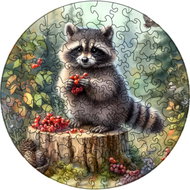 Coolkousky Puzzle 27 cm, in box, 15 × 15 × 4,6 cm, Raccoon - Wooden Puzzle