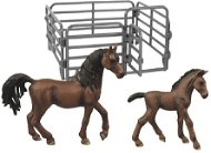 Rappa Set of 2 Brown Horses with Fence - Figures