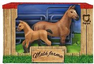 Rappa Set mit 2 braunen Pferden mit weißem Fleck mit Zaun - Figuren