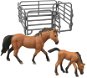 Rappa Set of 2 Pcs of Light Brown Horses with Black Mane with Fence - Figures