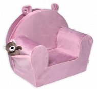 Baby Nellys Dětské křesílko Teddy Velvet s boční kapsou, růžové, starorůžová - Dětské křeslo