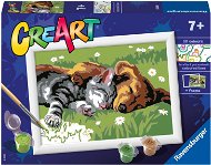 Ravensburger Kreatívne a výtvarné hračky 201891 CreArt Spiaci pes a mačka - Maľovanie podľa čísel