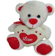 Teddybär Herz weiß-rot - 17 cm - Kuscheltier