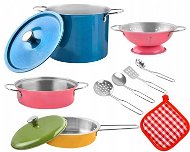 ISO 8246 Set of metal utensils for children coloured 11 pieces - Toy Kitchen Utensils