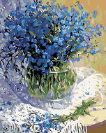 Diamondi - FLOWERS OF BLUE FLOWERS, 40x50 cm, stretched canvas on frame - Diamond Painting