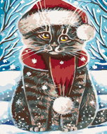 Diamondi - CHRISTMAS CAT, 40x50 cm, without frame and without canvas shut off - Diamond Painting