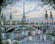 Diamondi - EIFFEL'S TOWER BEHIND THE BRIDGE, 40x50 cm, stretched canvas on frame - Diamond Painting