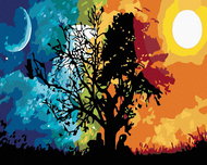 Diamondi - TREE NIGHT AND DAY, 40x50 cm, without frame and without canvas shut off - Diamond Painting