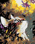 Diamondi - CAT IN LUNAR FLOWERS, 40x50 cm, without frame and without canvas shut off - Diamond Painting