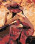 Diamondi - Diamond painting - BEAUTIFUL SCREENED WOMAN IN RED, 40x50 cm, Exposed canvas on frame - Diamond Painting