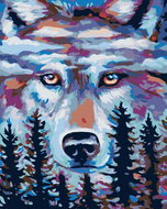 Diamondi - WOLF FOREST WATCH, 40x50 cm, stretched canvas on frame - Diamond Painting