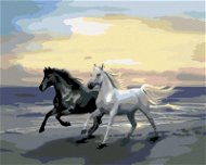 Diamondi - Diamond painting - HORSES ON THE BEACH, 40x50 cm, Off canvas on frame - Diamond Painting