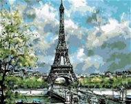 Diamondi - Diamond painting - Eiffel painting with spring trees, 40x50 cm, Off canvas on frame - Diamond Painting