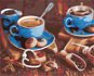 Diamondi - Diamond painting - BLUE CUPS OF COFFEE I., 40x50 cm, without frame and without canvas shu - Diamond Painting