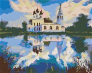 Diamondi - Diamond painting - CHURCH AT THE POND, 40x50 cm, without frame and without canvas shut of - Diamond Painting