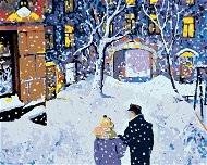 Diamondi - Diamond Painting - WINTER WALK IN TWO, 40x50 cm, without frame and without canvas shut of - Diamond Painting