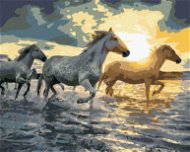 Diamondi - Diamond painting - HORSES IN THE WATER, 40x50 cm, Exposed canvas on frame - Diamond Painting