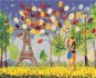 Diamondi - Diamond painting - Couple with Balloons in Paris, 40x50 cm, Off canvas on frame - Diamond Painting