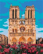 Diamondi - Diamond painting - NOTRE DAME IN PARIS AND RED FLOWERS, 40x50 cm, Off canvas on - Diamond Painting