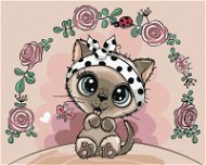 Diamondi - Diamond painting - LITTLE CAT WITH FLOWERS, 40x50 cm, without frame and without canvas sh - Diamond Painting