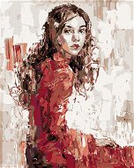 Diamondi - Diamond painting - YOUNG WOMAN IN A RED DRESS, 40x50 cm, unframed and without shut off be - Diamond Painting