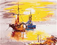 Diamondi - Diamond painting - Painted Ships and Sunset, 40x50 cm, without frame and without canvas - Diamond Painting