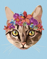 Diamondi - CAT AND FLOWER CROWN, 40x50 cm, without frame and without canvas shut off - Diamond Painting