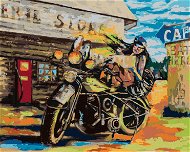 Diamondi - Diamond painting - WOMAN AND MOTORCYCLE, 40x50 cm, without frame and without canvas shut  - Diamond Painting