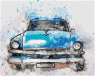 Diamondi - Diamond painting - PAINTED BLUE CAR, 40x50 cm, Off canvas on frame - Diamond Painting