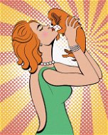 Diamondi - Diamond painting - POP-ART WOMAN WITH A PUPPY, 40x50 cm, without frame and without canvas - Diamond Painting