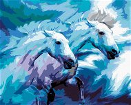 Diamondi - Diamond painting - TWO HORSES IN BLUE, 40x50 cm, without frame and without canvas shut of - Diamond Painting