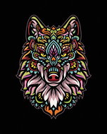 Diamondi - MANDALA WOLF, 40x50 cm, without frame and without shutting off the canvas - Diamond Painting