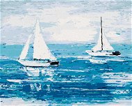 Diamondi - Diamond painting - BOATS ON THE SEA, 40x50 cm, Off canvas on frame - Diamond Painting