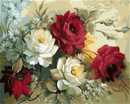 Diamondi - Diamond Painting - FLOWER OF PAINTED ROSES, 40x50 cm, without frame and without canvas sh - Diamond Painting