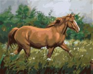 Diamondi - Diamond painting - BROWN HORSE ON THE FOREST, 40x50 cm, Off canvas on frame - Diamond Painting