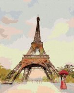 Diamondi - Diamond painting - EIFFEL'S TOWER AND WOMAN WITH A RED DECK, 40x50 cm, Off canvas - Diamond Painting