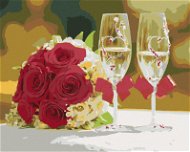 Diamondi – Diamantové maľovanie – DVA POHÁRIKY A RUŽE, 40 × 50 cm, vypnuté plátno na rám - Diamantové maľovanie