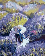 Diamondi - Diamond painting - WOMAN IN THE MIDDLE OF A LEVANDULOUS FIELD, 40x50 cm, unframed and unf - Diamond Painting