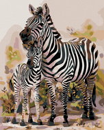 Diamondi - ZEBRA WITH A YOUNG CHILD, 40x50 cm, without frame and without canvas shut off - Diamond Painting