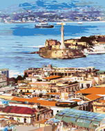 Diamondi - Diamond painting - PANORAMA OF THE CITY OF MESSINA, 40x50 cm, without frame and without s - Diamond Painting